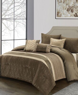 Stratford Park Trisha 6 Piece Comforter Set, Queen - Beige, Taupe