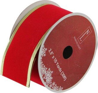 Northlight Solid Bright Red and Gold Wired Christmas Craft Ribbon 2.5 x 10 Yards