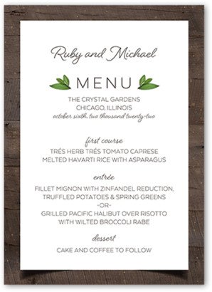 Wedding Menu Cards: Rustic In Love Wedding Menu, Brown, 5X7 Flat Menu, Matte, Signature Smooth Cardstock, Square