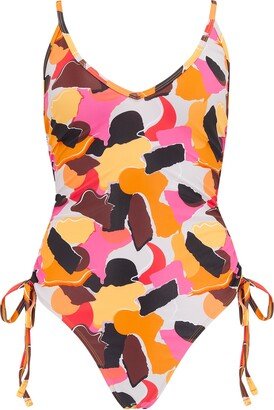 We are We Wear Paper Print Nicola Tie Side Swimsuit