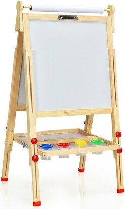 Kids Art Easel with Paper Roll Double-Sided Regulable Drawing Easel Plank