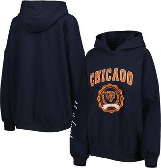 Women's Navy Chicago Bears Becca Drop Shoulder Pullover Hoodie