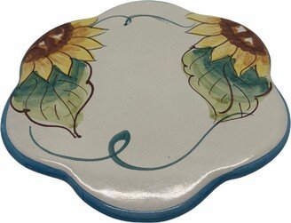 Italian Ceramic Trivet Sunflower Made in Italy Pottery