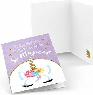 Big Dot Of Happiness Rainbow Unicorn Magical Baby Shower or Birthday Party Thank You Cards (8 count)