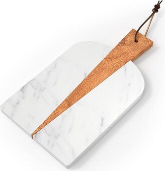 Marble and Wood Paddle Board Cheese and Cutting Board - 15 Inch