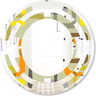 Designart 'Retro Square Design VII' Printed Modern Round or Oval Wall Mirror - Space