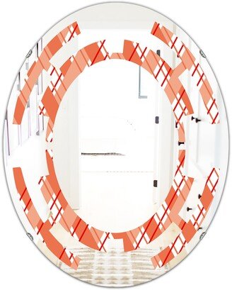 Designart 'Retro Checkered Pattern I' Printed Modern Round or Oval Wall Mirror - Space