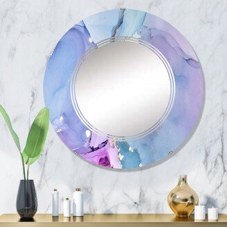 Designart 'Blue Liquid Art With Gold Veins II' Printed Modern Wall Mirror