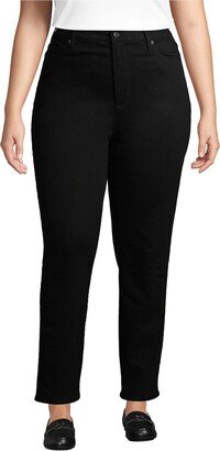 Women's Plus Size High Rise Straight Leg Ankle Jeans Black