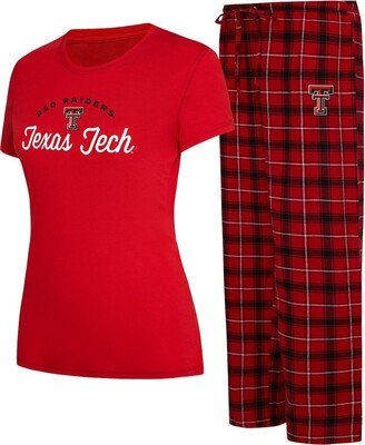 Women's Concepts Sport Red, Black Texas Tech Red Raiders Arctic T-shirt and Flannel Pants Sleep Set - Red, Black