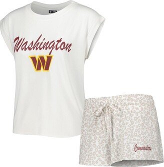 Women's Concepts Sport White, Cream Washington Commanders Montana Knit T-shirt and Shorts Sleep Set - White, Cream