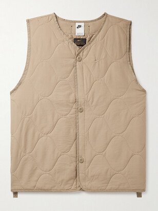 Logo-Embroidered Quilted Padded Ripstop Gilet-AA