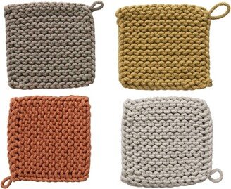 Storied Home Square Potholders/Hot Pads (Set of 4)
