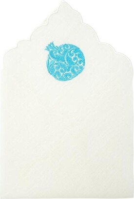 Km Home Collection Turquoise Pomegranate Embroidery Linen Napkins Set Of 2