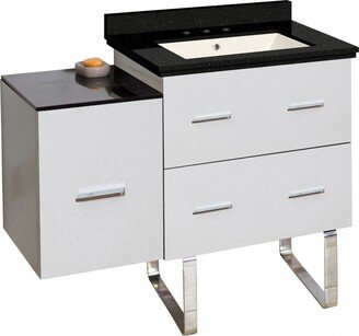 37.75-in. W Floor Mount White Vanity Set For 3H8-in. Drilling Black Galaxy Top Biscuit UM Sink