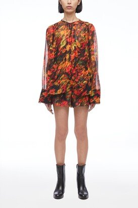 Flowers In Motion CriNeckle Chiffon Blouse in BLURRED FLORAL MULTI