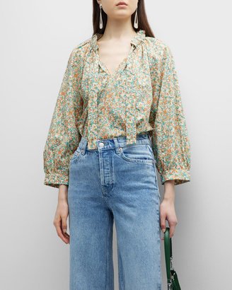 Floral-Print Amal Neck-Tie Blouse