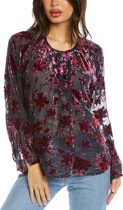 Yuni Burnout Silk-Blend Blouse