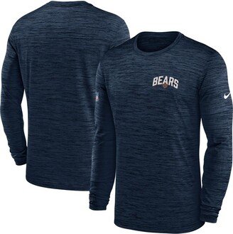 Men's Navy Chicago Bears Velocity Athletic Stack Performance Long Sleeve T-shirt