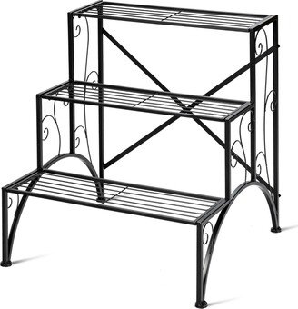 Plant Rack 3-Tier Metal Plant Stand Garden Shelf Stair Style