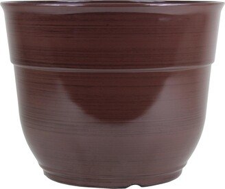 Garden Elements Glazed Brushed Happy Large Plastic Planter Dark Brown 15 Inch