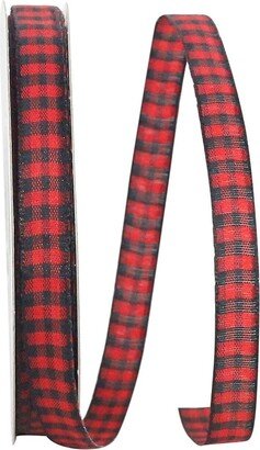 Red And Black Gingham Cabin Plaid Wired Ribbon