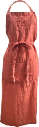 Bertioli by Thyme Orange Rust Embroidered Linen Apron