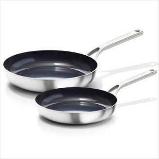 2pc Mira Tri-Ply Stainless Steel Non-Stick Frypan Set Silver