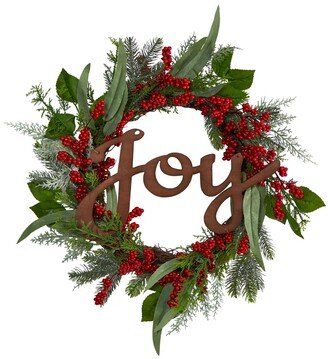 Joy and Berries Artificial Christmas Wreath, 24