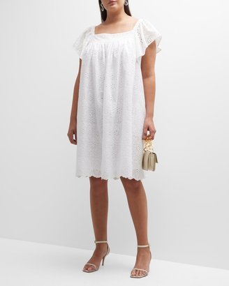 Whitney Morgan Plus Size Flutter-Sleeve Eyelet Midi Dress