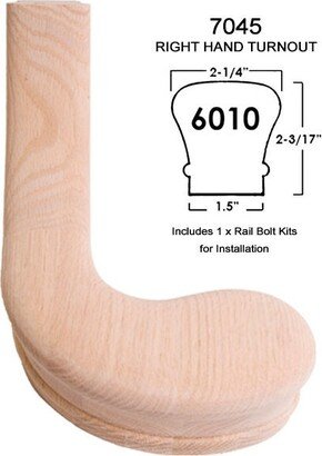 7045 Red Oak Right Hand Turnout - 6010 Wood Staircase Handrail Fitting For Stair Remodel Ro-7045