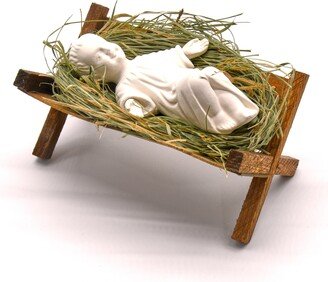 Baby Jesus in Manger With Hay, Christmas Baby Jesus Figurine
