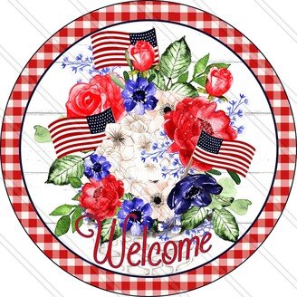 Patriotic Welcome Sign - Home Stars & Stripes 4Th Of July Independence Day Metal