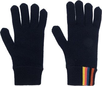 Striped Knitted Wool Gloves