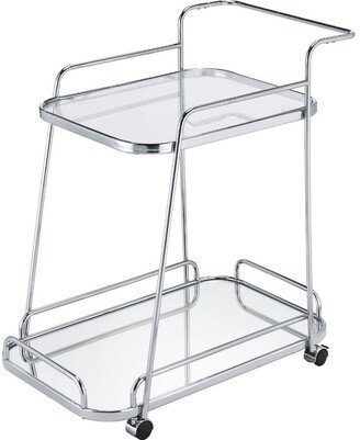 Clear Glass 2-Tier Serving Cart With Chrome Finish