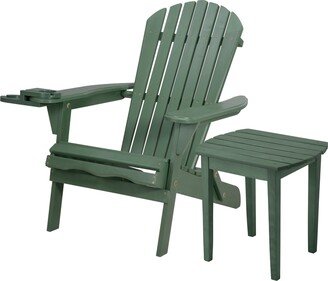 W Unlimited Foldable Adirondack Chair with cup holder with End Table - N/A