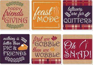 Big Dot of Happiness Friends Thanksgiving Feast - Funny Friendsgiving Party Decorations - Drink Coasters - Set of 6-AA