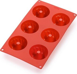 Silicone 6 Cavity Mini Savarin Baking Mold, Red