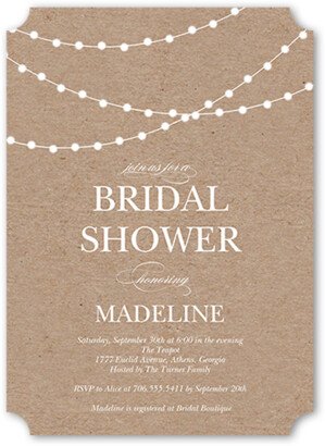 Bridal Shower Invitations: Hanging Lights Bridal Shower Invitation, Beige, Matte, Signature Smooth Cardstock, Ticket