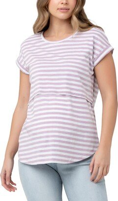 Maternity Lionel St Nursing Up/Down Tee - Lilac / white