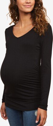 Long Sleeve Side-Ruched Maternity T-Shirt