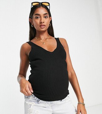 ASOS DESIGN Maternity knit V-neck cami in black