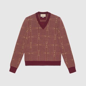 Horsebit jacquard knit sweater