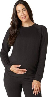 Maternity Favorite Raglan Crew Pullover (Black) Women's Clothing