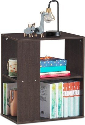 2-Tier Side End Table Nightstand Bedside Sofa Table w/ Storage Shelves Brown