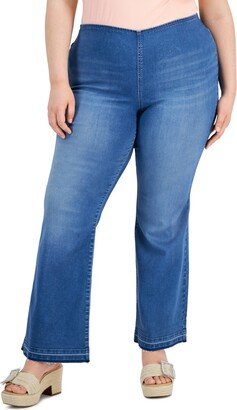 Plus Size Pull-On Flare-Leg Jeans, Created for Macy's