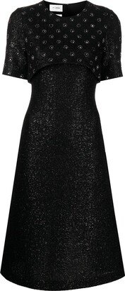 Metallic-Knit Sequin-Embellished Midi Dress