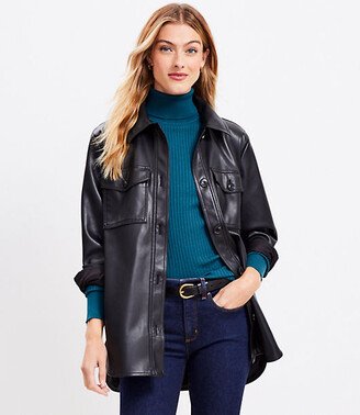 Petite Faux Leather Shirt Jacket