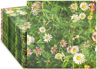 Juvale 100 Pack Daisy Floral Paper Napkins for Wedding, Birthday, Spring Garden Party, 6.5 In