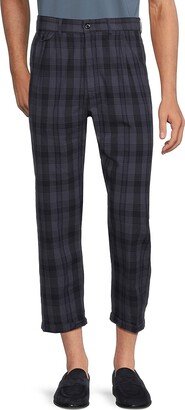 Plaid Pleated Cropped Pants